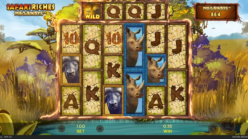 Safari Millions progressive jackpot wheel with four different prize tiers