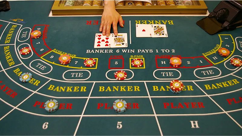 Comprehensive chart displaying Banker bet win probability, house edge calculation, and commission impact over 1000 hands