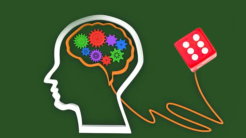 Medical brain scan highlighting dopamine pathways activated during different types of gambling activities
