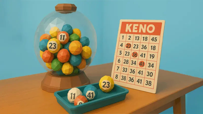 Bar graph displaying frequency of each number from 1-80 in Keno draws with color-coded frequency levels