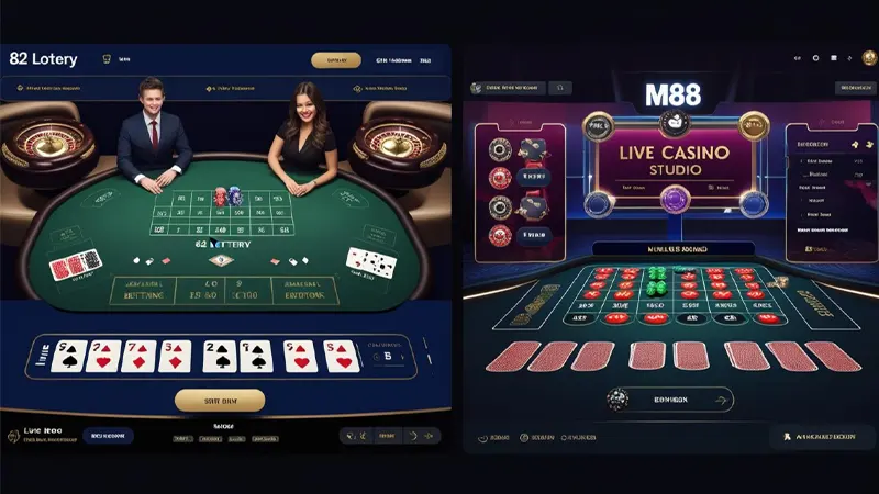 Live casino dealers at work with betting interface overlay