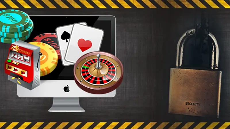 Computer screen displaying cybersecurity checklist with gambling safety protocols and privacy protection tools