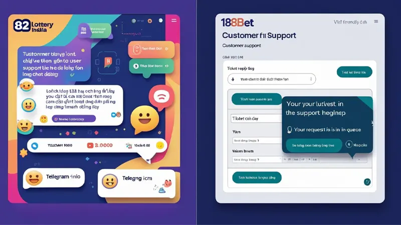 Screenshots of 82 Lottery and 188Bet support interfaces